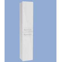 Alföldi Saval 2.0 magasszekrény, két ajtóval, 1-1 üveg polccal, fényes fehér színben - falra vagy lábra szerelhető (35 x 180 x 27)