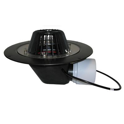 HL64.1 Tetőlefolyó vízszintes kimenettel, DN75/110 szigetelőkarimával, szorítóelemmel és 10-30W/230V fűtéssel